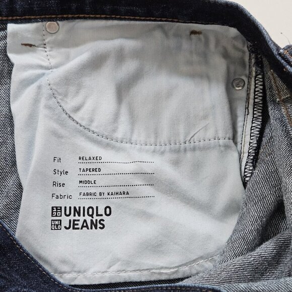 Uniqlo Jean Women 32 Indigo Relaxed Tapered High Rise Cropped Fabric By Kaihara - Picture 12 of 16